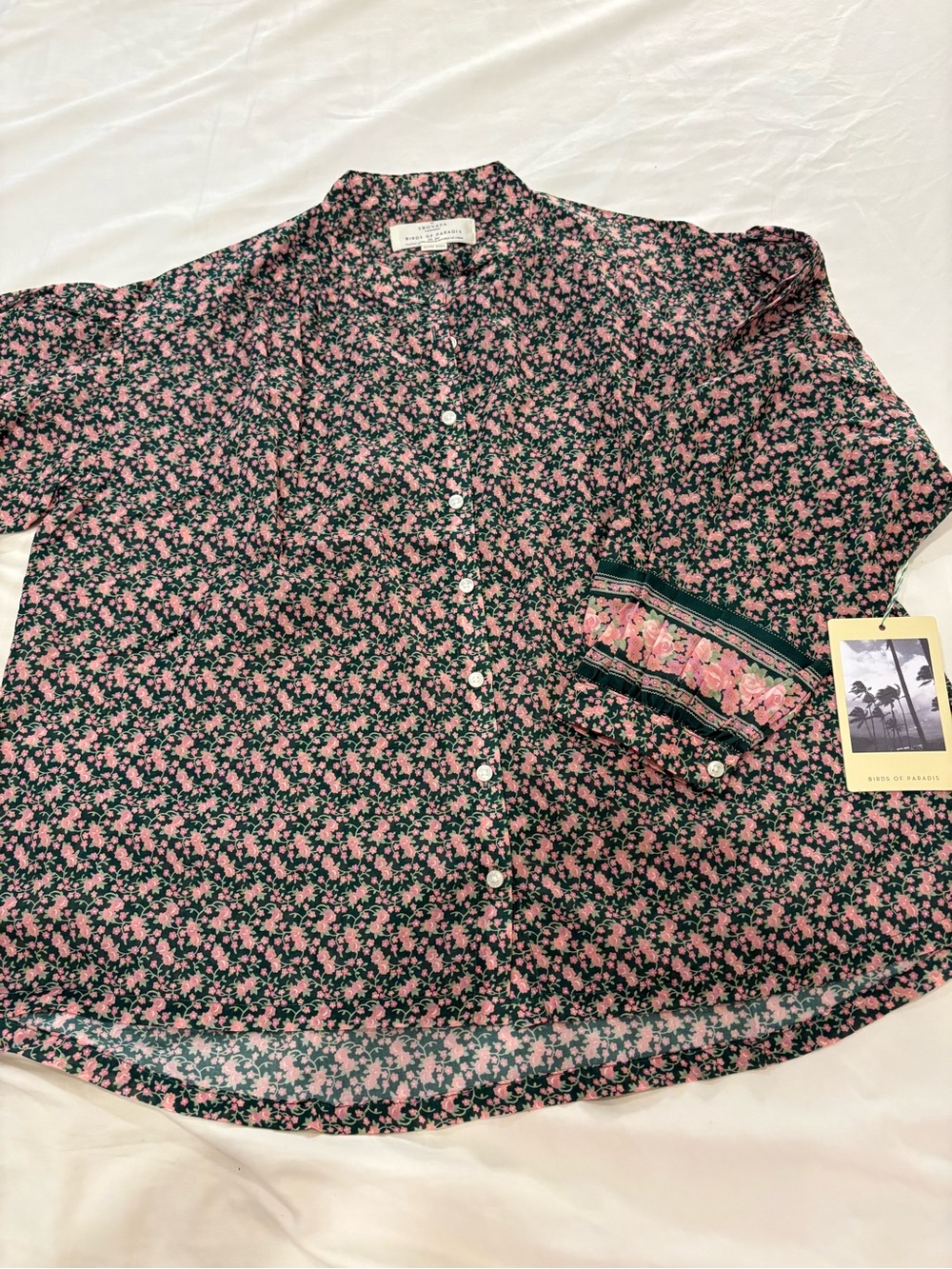 NWT Trovata Birds of Paradis 100% Cotton Casual Floral Button-Up Shirt XS